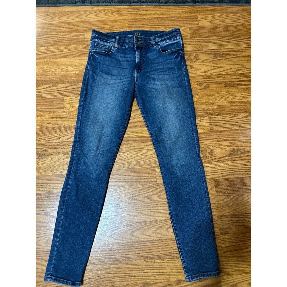 Kut from the Kloth High Rise Toothpick Skinny Jeans Medium Wash Blue Denim 8